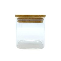 Pote de Vidro Hermético com Tampa de Bambu - 8x8cm - 325ml - 1 unidade - Rizzo
