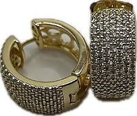Brinco semijóia Argola Cravejada Zirconia banhado a Ouro