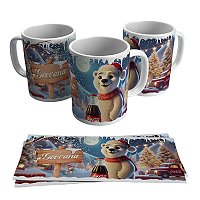 Caneca para presente - Tema Urso da Coca Cola Natal + Nome