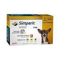 Antipulgas Simparic 5mg Para Cães 1,3 a 2,5kg 1 comprimido