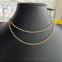 Colar Choker Duplo Cordão Torcido Dourado