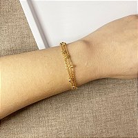 Pulseira Tripla Bolinha Dourada