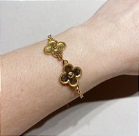 Pulseira 2 Trevos Dourada