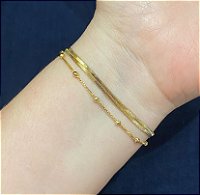 Pulseira Dupla Fita/Bolinha Dourada