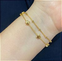 Pulseira Dupla Estrela/Bolinhas Dourada