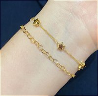 Pulseira Dupla Coração/Estrela Dourada