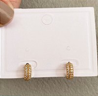Mini Brinco Argola Cravejado Prata/Dourado
