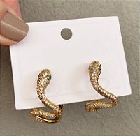 Brincos Cobra Microzircônias Dourado/Prata