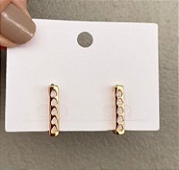 Brincos Click Retangular Vazado Coração Dourado/Prata