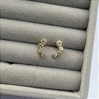 Brinco Ear Cuff Bolinhas Dourado/Prata