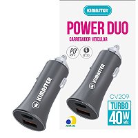 CARREGADOR VEICULAR POWER DUO 40W QC 3.0+PD CV209 KIMASTER