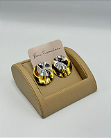 Brinco Orgânico banho ouro 18k e ródio branco