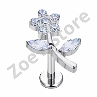 Flor Titânio cravejado 8mm