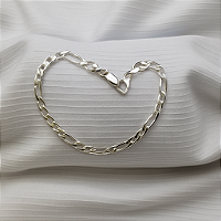 Pulseira Masculina Fígaro 3x1 – 4mm – 21cm – Prata 925