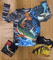 Camisa UV Pesca Masculina Sublimada – Proteção Solar e Conforto (P ao GG)