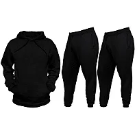 Kit Conjunto Inverno Moletom Canguru Unissex - Preto