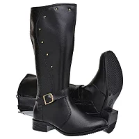 Bota Montaria Feminina em Couro Sintético - Cano Alto 221 - Preto