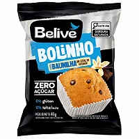 BOLINHO BAUNILHA COM GOTAS DE CHOCOLATE SEM AÇÚCAR SEM GLÚTEN 40G BELIVE