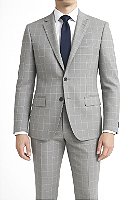 Terno Cinza Claro Slim Fit Quadriculado Raffer