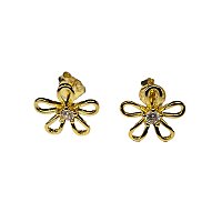 Brinco Feminino Dourado Flor com Zircônia - P/M/G - Manini Semijoias