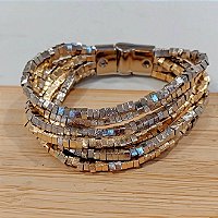 Pulseira canutilhos banhado a ouro e rodio 8 fios