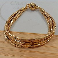 Pulseira canutilhos fosca banhado a ouro