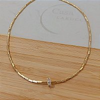 Colar canutilhos banhado a ouro com esfera de zircônia