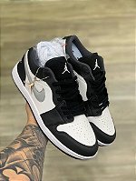 Tênis Air Jordan 1 Low Premium Cinza Branco Preto