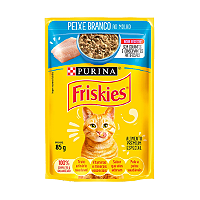 Ração Úmida Nestlé Purina Friskies Sachê Peixe Branco ao Molho Gatos Adultos 85g