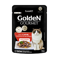 Ração Úmida Golden Sachê Gourmet Carne Gatos Castrados 70g