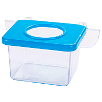 Comedouro 1 Furo com Gancho Cristal Azul para Pássaros 30mL