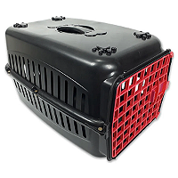 Caixa de Transporte Pet Kuko Preta com Vermelho