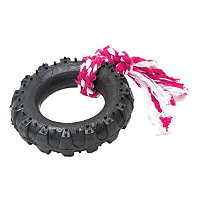 Brinquedo Mordedor Pneu Off-Road com Corda Preto para Cães