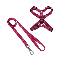 Guia com Peitoral Pata Charme Rosa 3-4