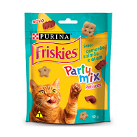 Petisco Nestlé Purina Friskies Party Mix Camarão, Salmão e Atum Gatos Adultos 40g
