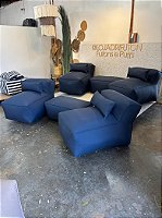 Conjunto Puff M Standard Azul Marinho  + 2 Peseiras + 4 Almofadas
