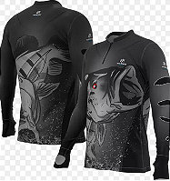 Camiseta Premium Sublimada Cinza Escuro com Tucunaré - Mar Negro
