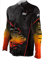 Camiseta De Pesca Proteção Uv 50+ Preta e Laranja Mar Negro