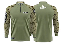 Camisa Premium Verde Oliva Proteção UV50+ Pesca Esportiva + Punho luva