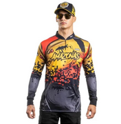 Camiseta de pesca com proteção UV 50+ Brk Amazonas amarela, vermelha e preta