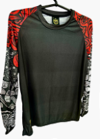 Camiseta de pesca King com proteção UV vermelha e preta