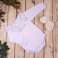Body de Menina Gola De Renda 100% Algodão