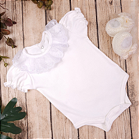 Body de Menina Gola De Renda 100% Algodão