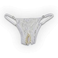 Calcinha Tailandesa Avulsa Branca Com Renda Floral - Colar de Pérolas - YAFFA