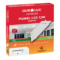Plafon LED Embutir 12W bivolt 4000K Quadrado.