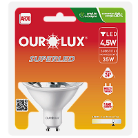 Lâmpada Superled AR70 4,5W bivolt GU10 6500K 24°.