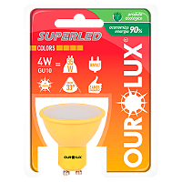 Lâmpada Superled GU10 4W Bivolt 33º Amarela IP66.
