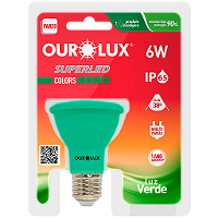 Lâmpada Superled PAR20 6W IP65 38° Verde IP65.