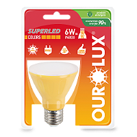 Lâmpada Superled PAR20 6W bivolt 30º Amarelo IP66.