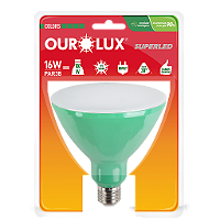 Lâmpada Superled PAR38 16W bivolt 30º Verde IP66.